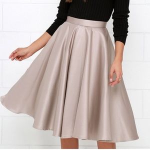 Lulu's TAUPE MIDI SKIRT